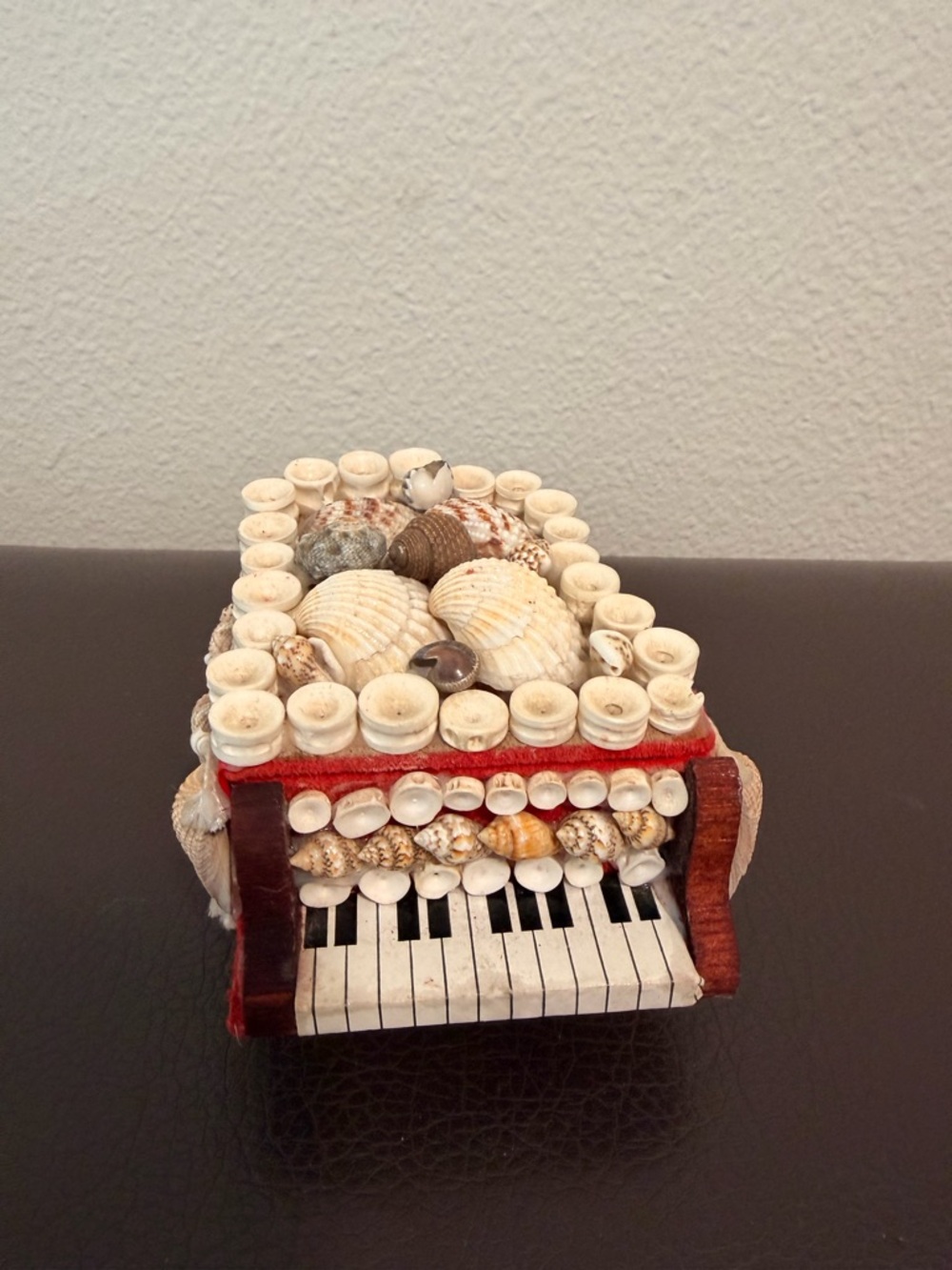 Handcrafted Red Shell Piano Trinket Box - Picture 2 of 5